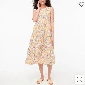 J.Crew Cotton Yellow Mixed-floral Tiered Midi Dress Size 0